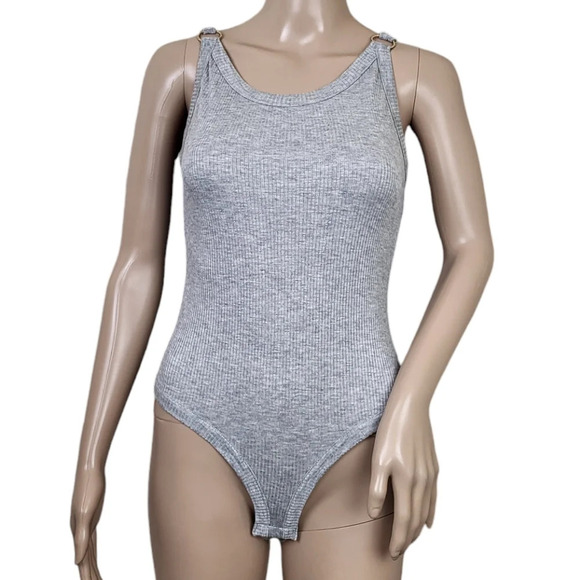 Free People Intimately Ribbed Heathered Grey Sleeveless Bodysuit - Picture 1 of 4